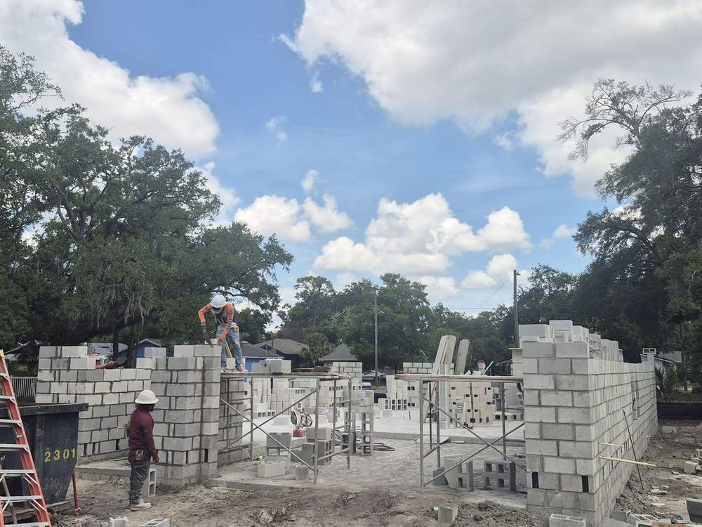 MMATGC CMU block work — Block wall construction in progress