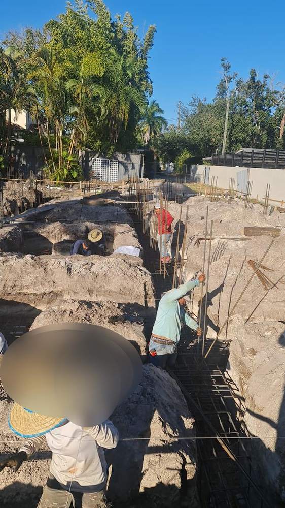 MMATGC concrete work — Footing steel & vertical dowels for grouted CMU cells
