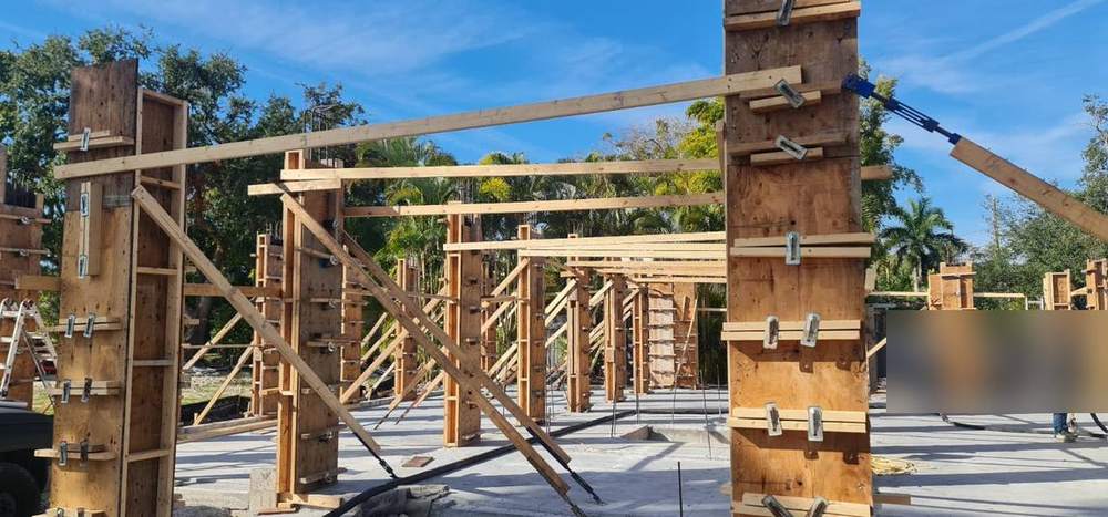MMATGC concrete work — Column formwork braced & ready for pour